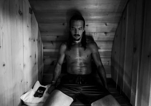 Man with workout ball