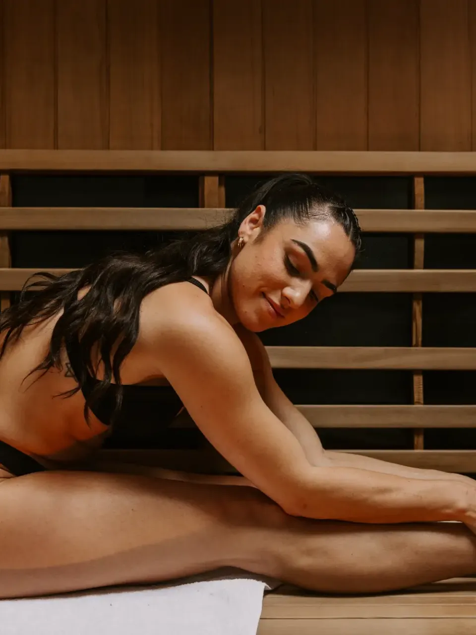Woman in sauna